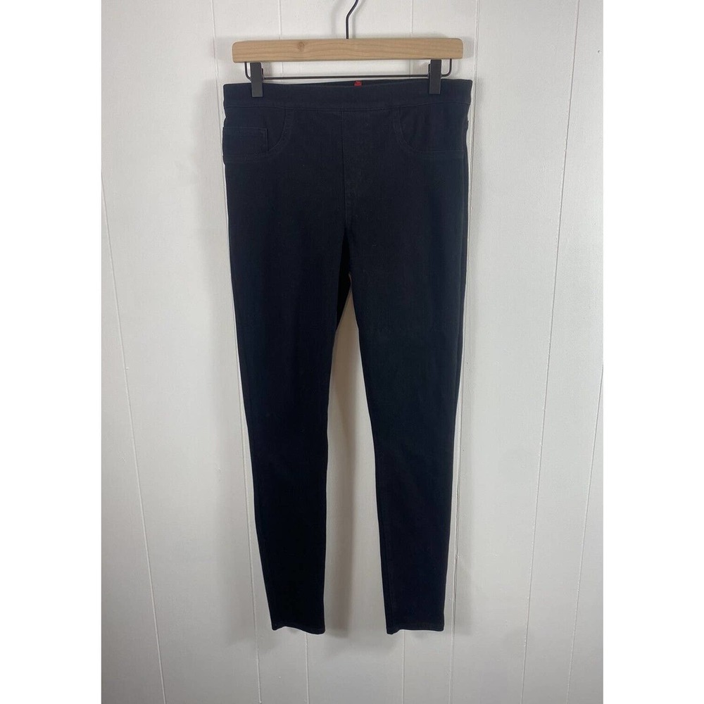SPANX Ankle Skinny Jeans in Clean Black Size Medium Cotton Polyester Stretch